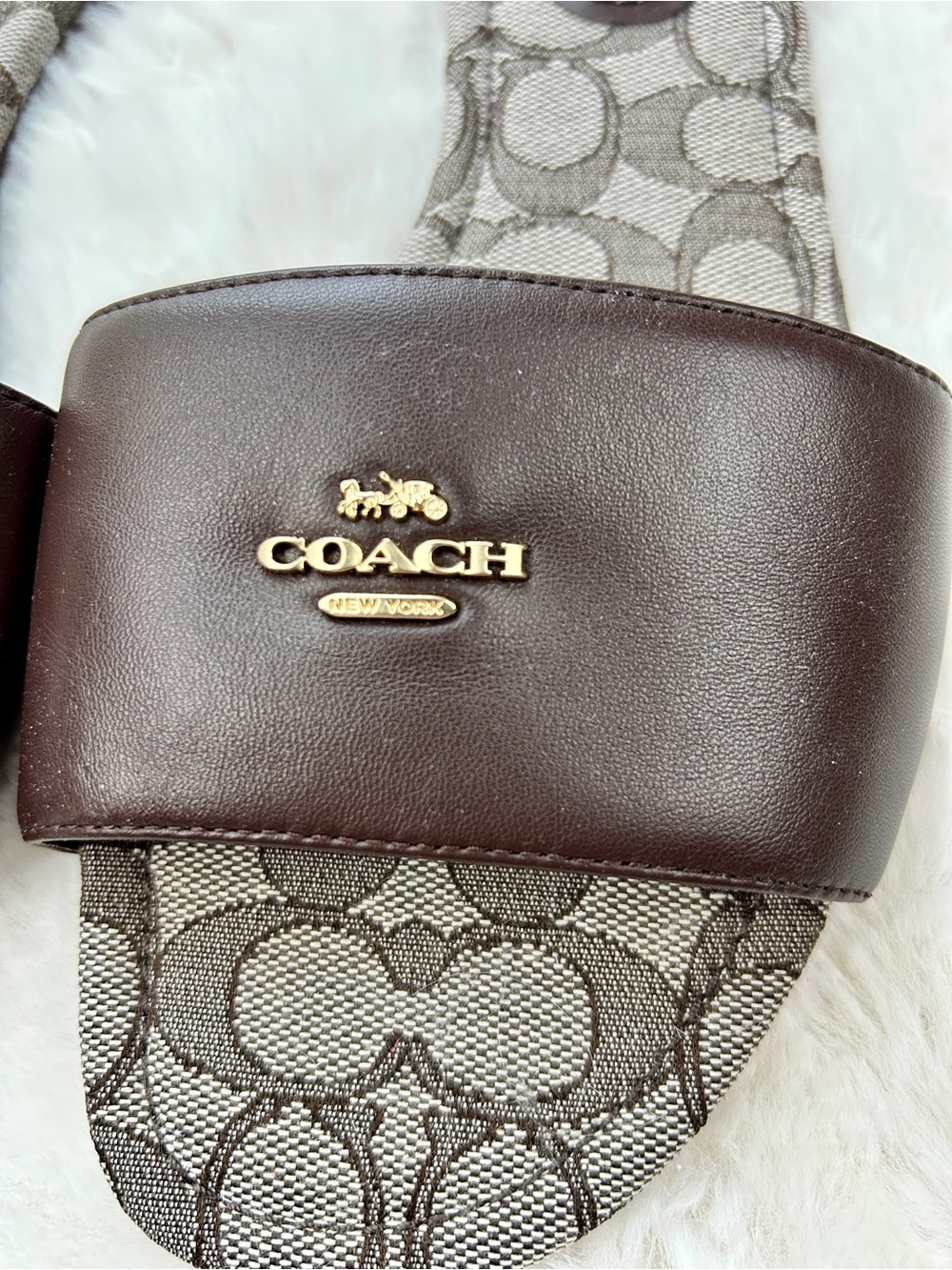 COACH Women’s Brown Signature Slide Sandals - Picture 3 of 6
